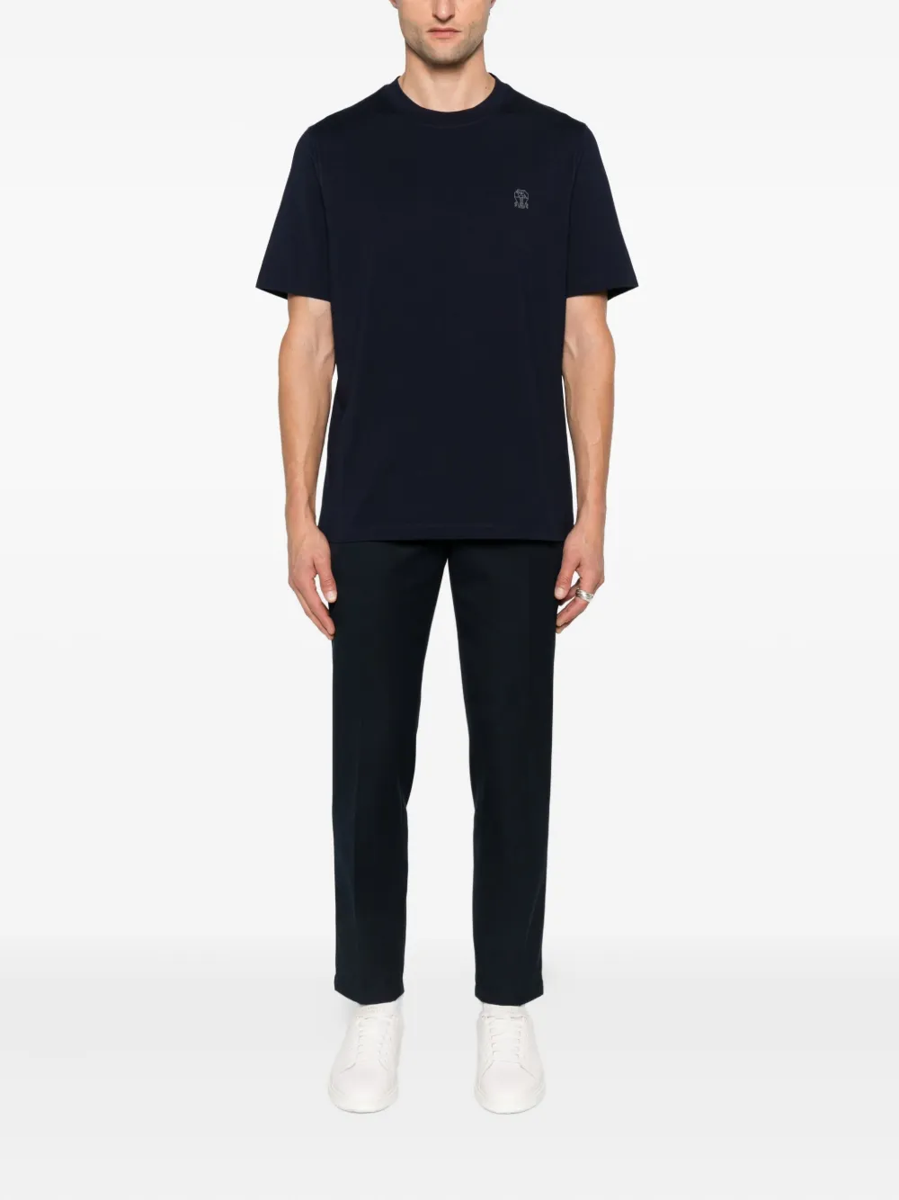 Brunello Cucinelli T-shirt met logodetail Blauw