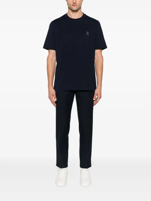 Brunello Cucinelli logo-detail crew-neck T-shirt | Blue