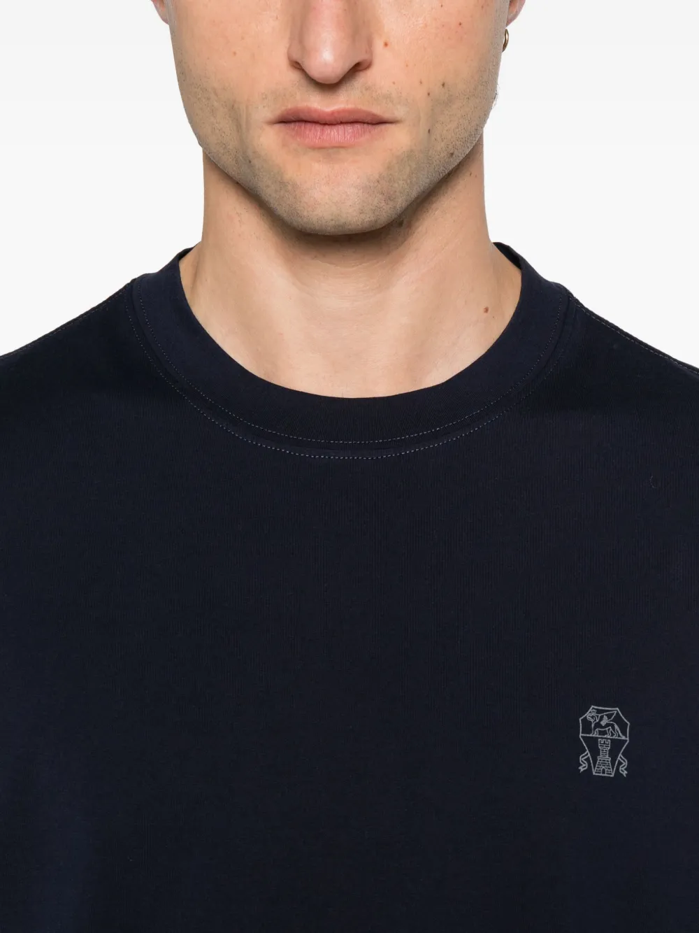 Brunello Cucinelli T-shirt met logodetail Blauw