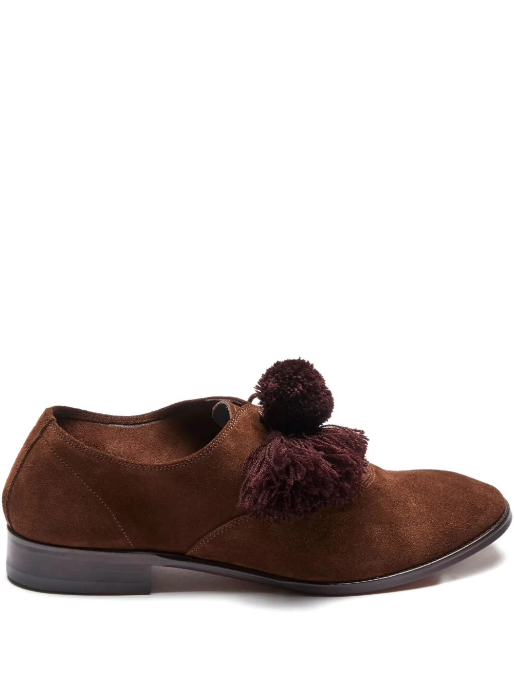 Suicoke pompom-embellished loafers Brown