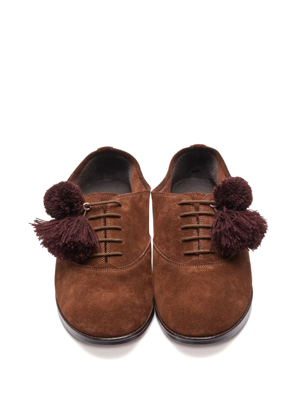 Suicoke pompom-embellished loafers Brown