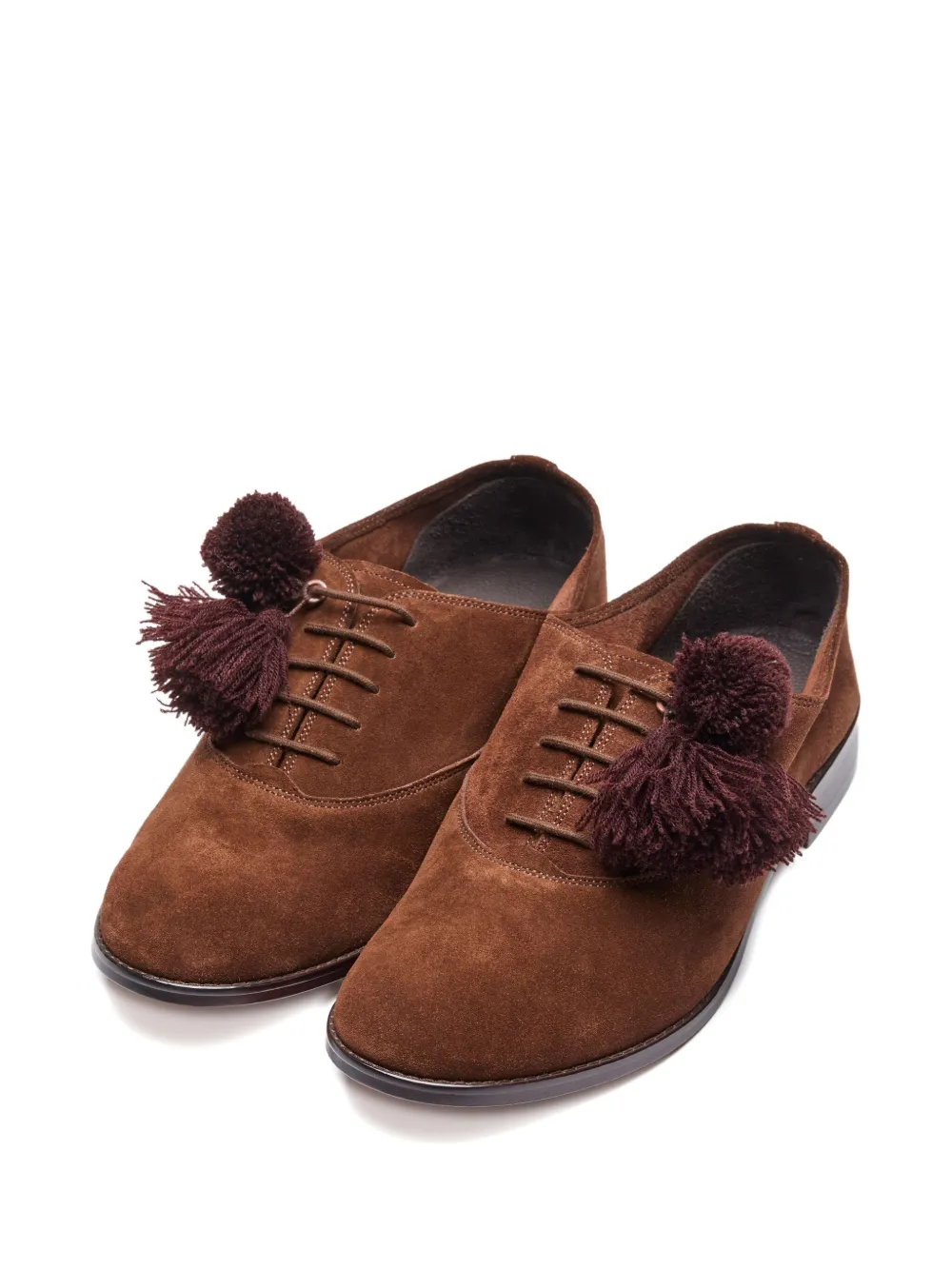 Suicoke pompom-embellished loafers Brown