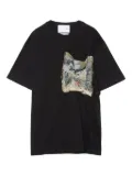 Yoshiokubo tapestry-pocket T-shirt - Black
