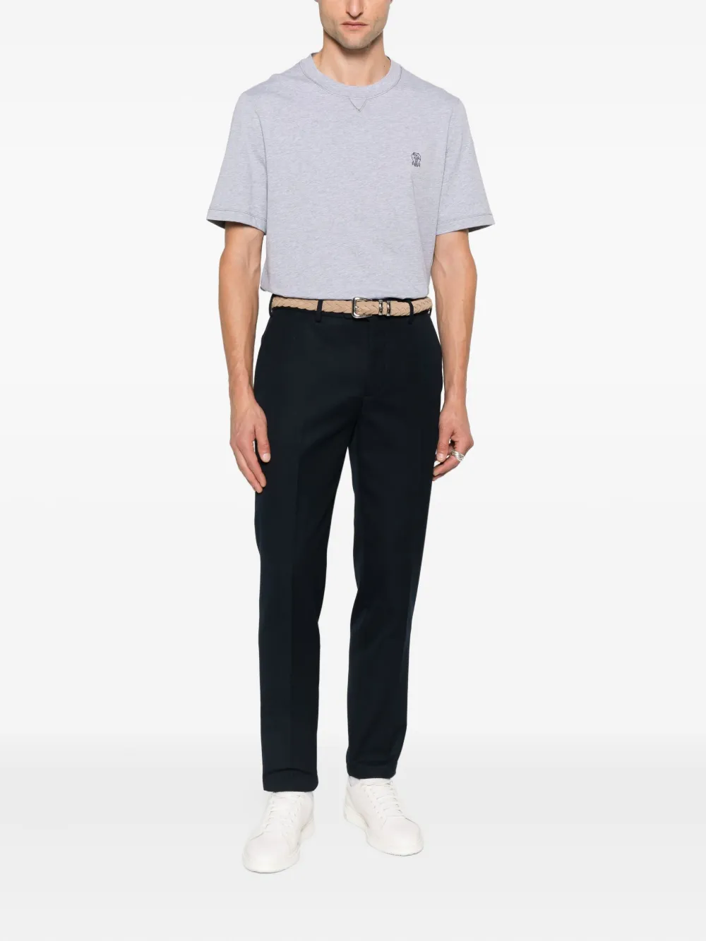 Brunello Cucinelli Katoenen T-shirt met borduurwerk Grijs