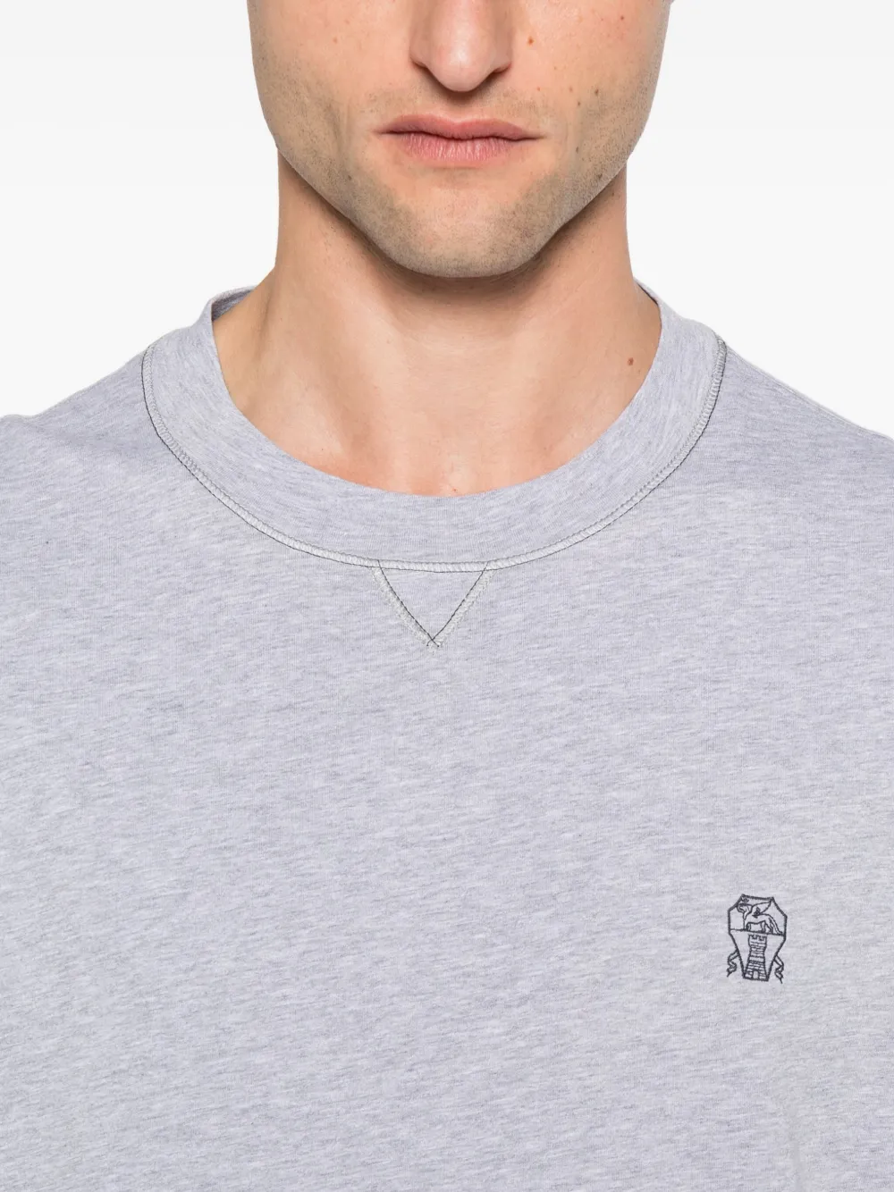 Brunello Cucinelli Katoenen T-shirt met borduurwerk Grijs