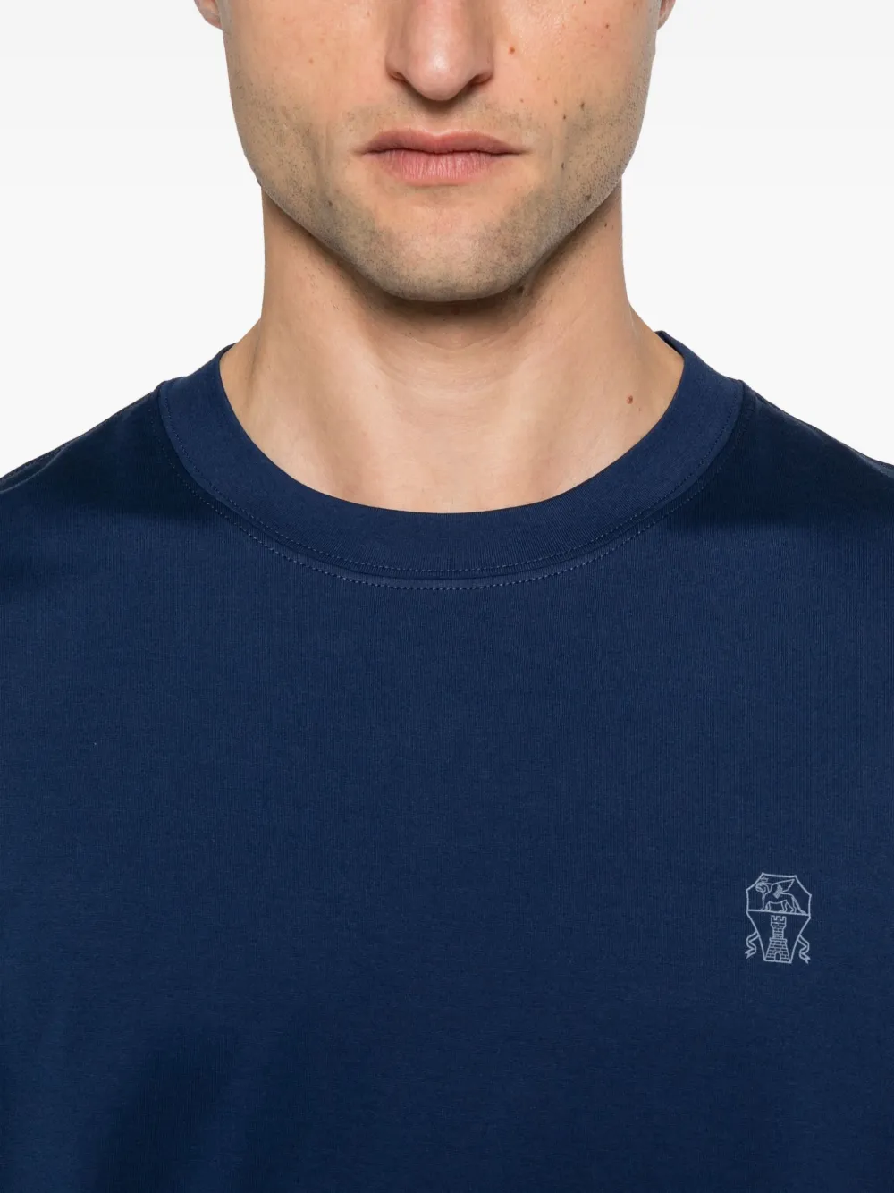 Brunello Cucinelli T-shirt met logodetail Blauw