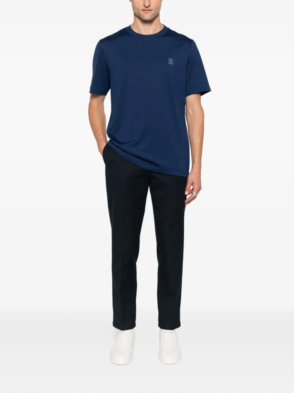 Brunello Cucinelli T-shirt met logodetail Blauw