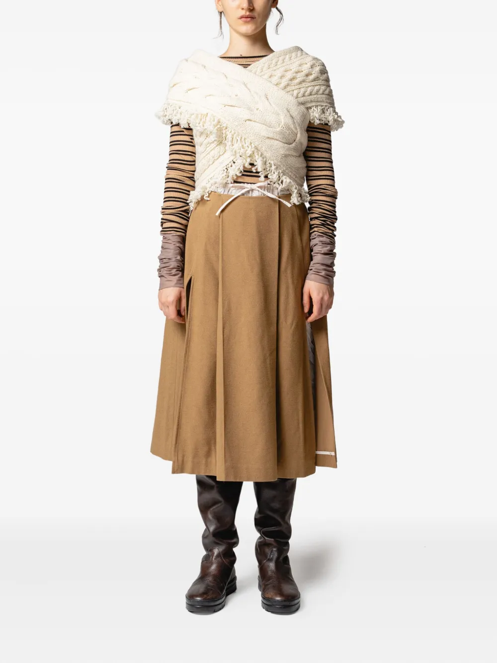 Muller Of Yoshiokubo pleated midi skirt - Bruin