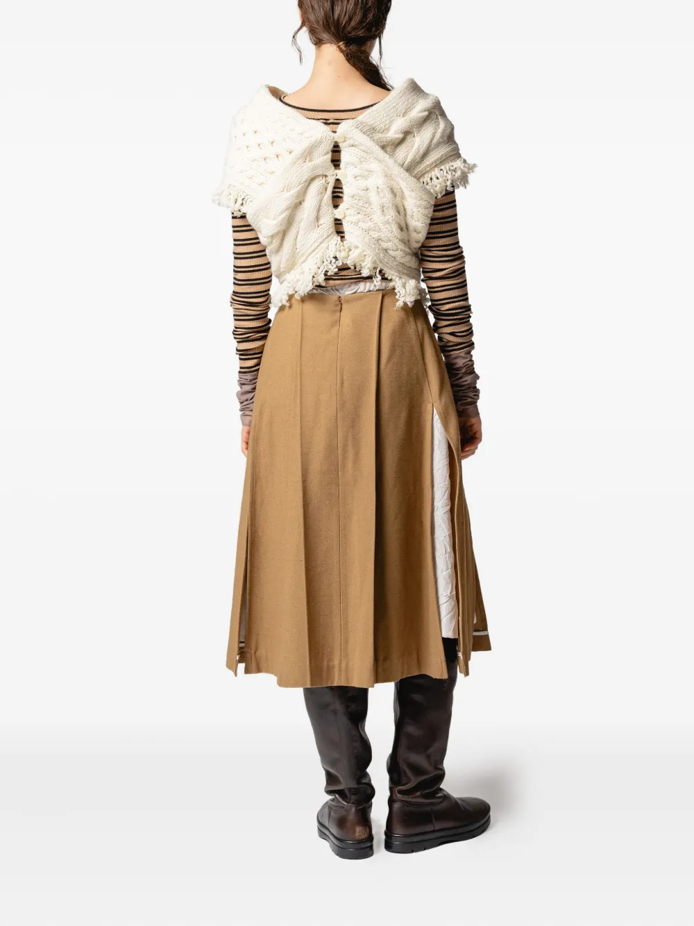 Muller Of Yoshiokubo Pleated Midi Skirt In Brown