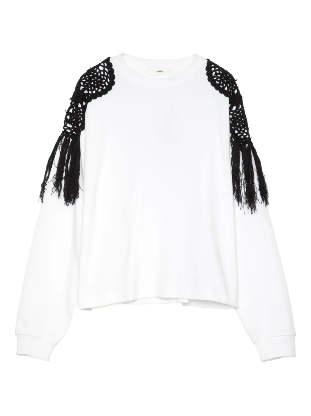 Muller Of Yoshiokubo Crochet-fringe Sweatshirt In White
