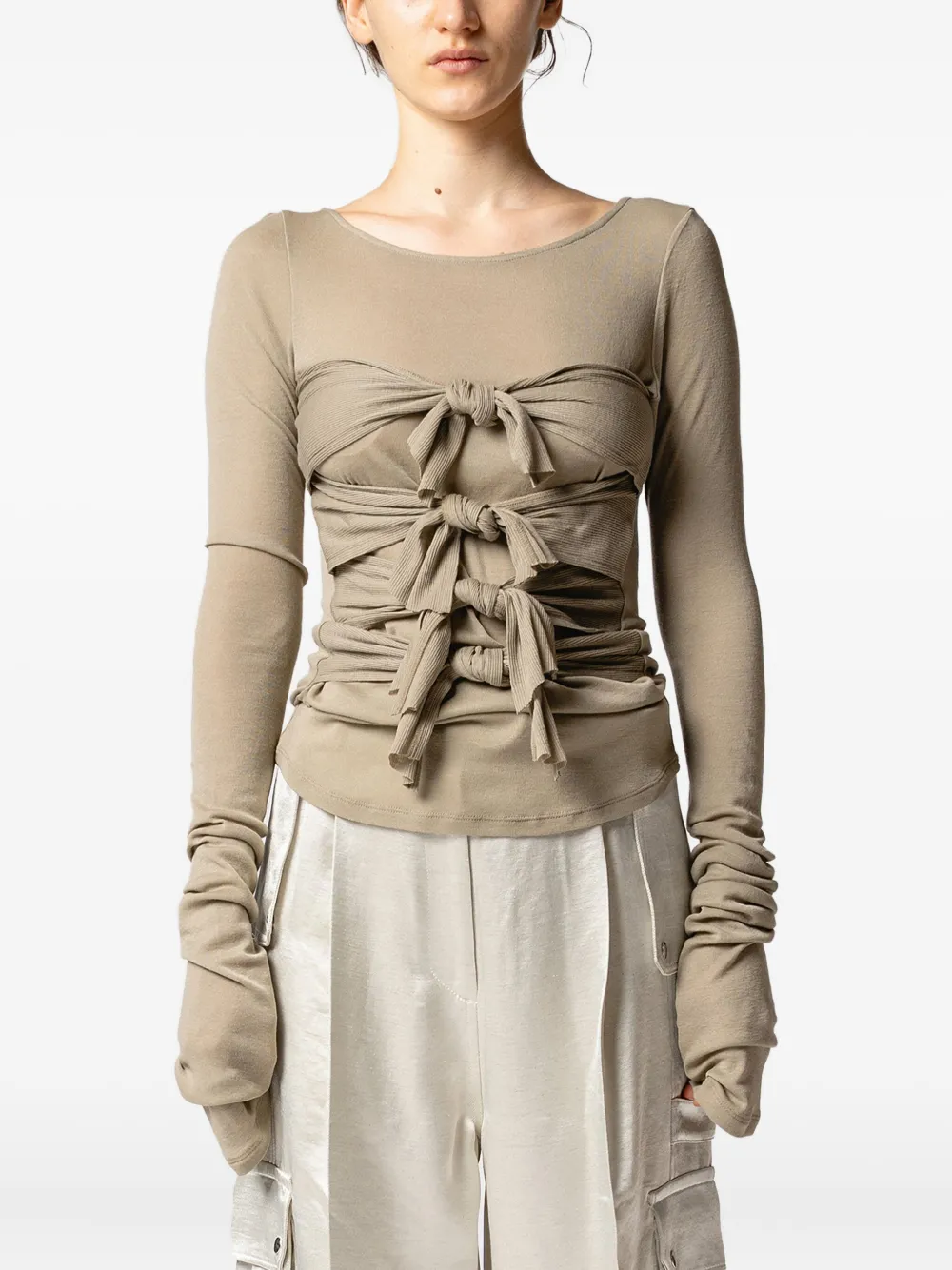 Muller Of Yoshiokubo Top met geknoopt detail Beige