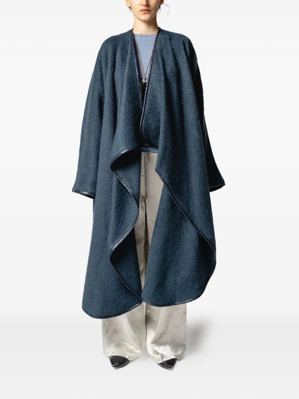 Muller Of Yoshiokubo Trimmed Coat In Blue