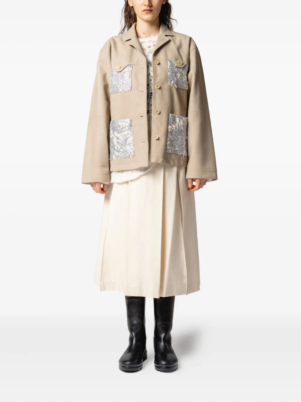 Muller Of Yoshiokubo sequin-embellished coat - Beige