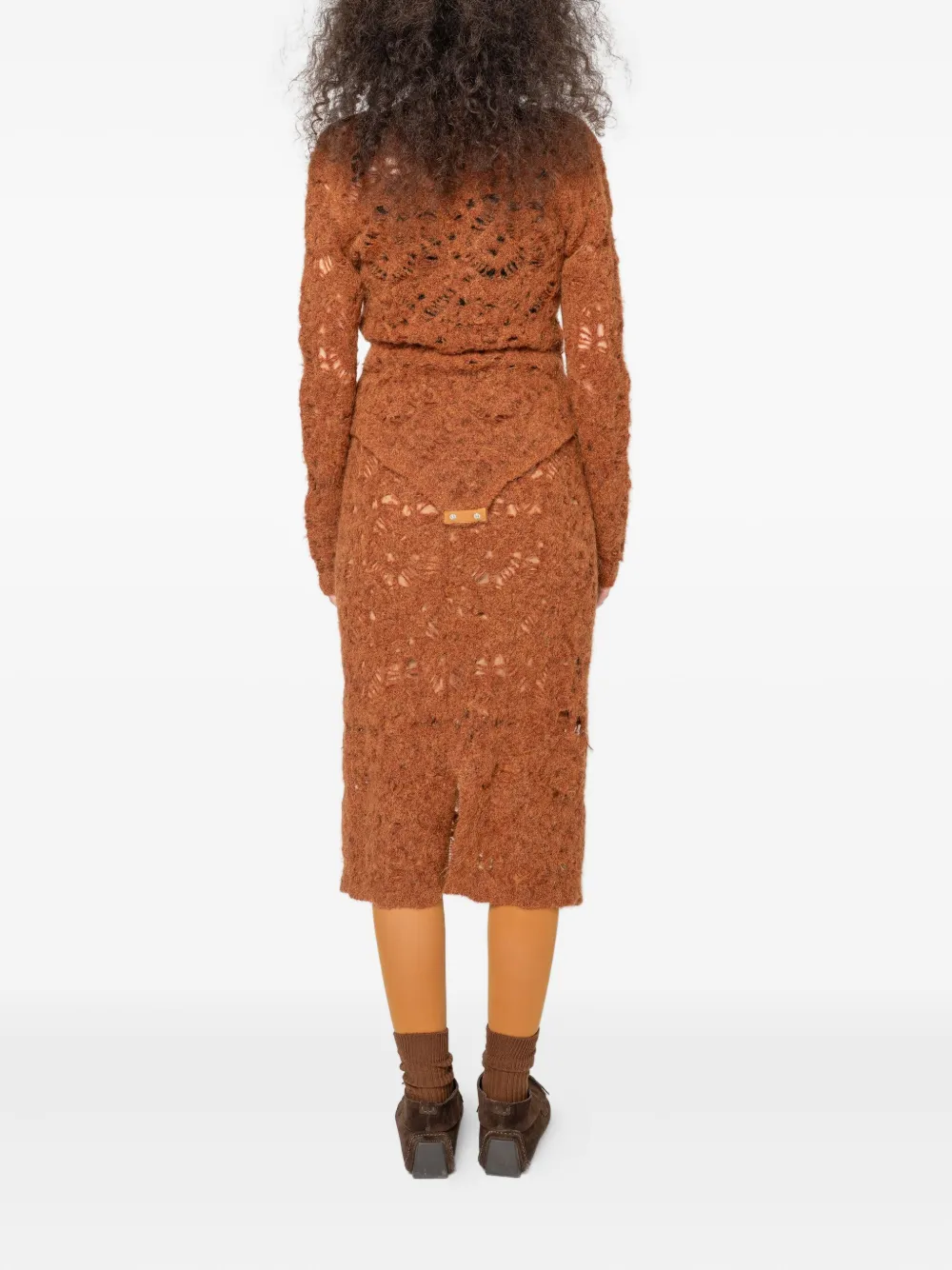 Muller Of Yoshiokubo Lace-insert Knitted Bodysuit In Brown