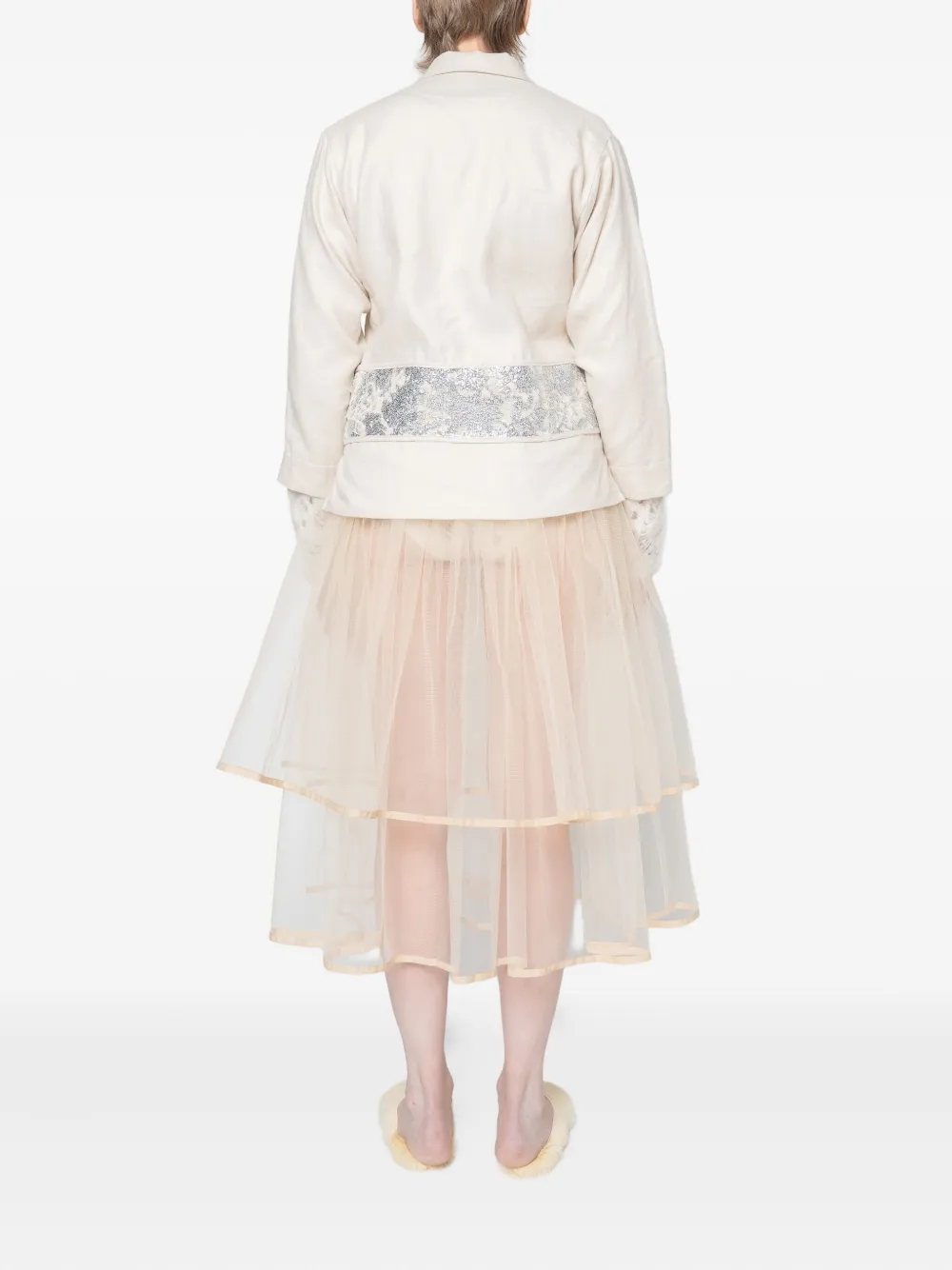 Muller Of Yoshiokubo Sequin-embellished Tie-front Shirt In Neutral