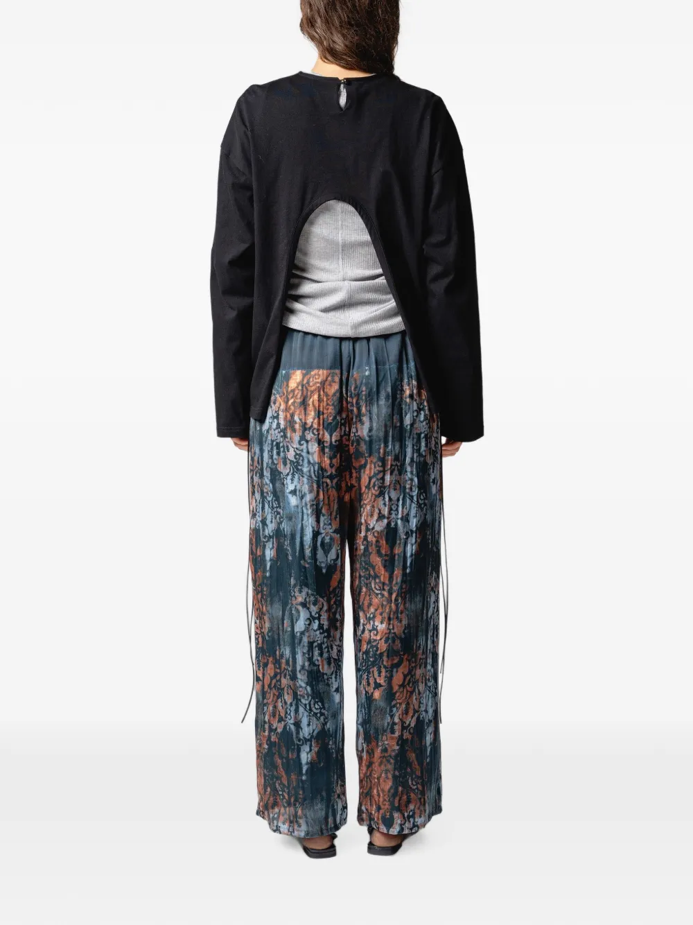 Muller Of Yoshiokubo Mural broek met damast-patroon en trekkoord Blauw