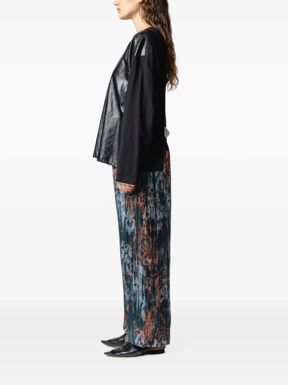 Muller Of Yoshiokubo Mural broek met damast-patroon en trekkoord Blauw