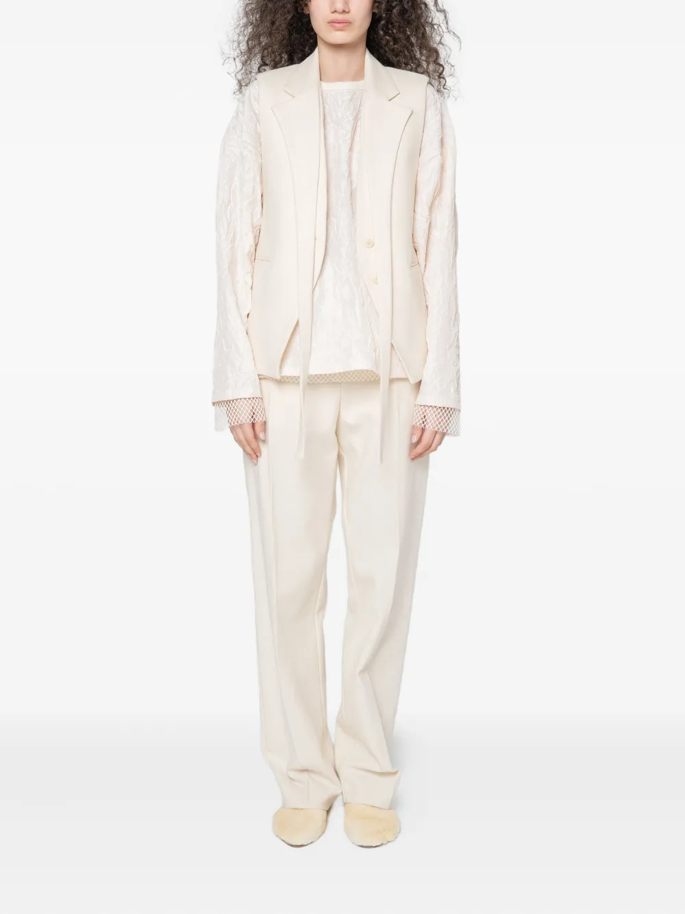 Muller Of Yoshiokubo Bumpy katoenen broek met knoopsluiting - Beige
