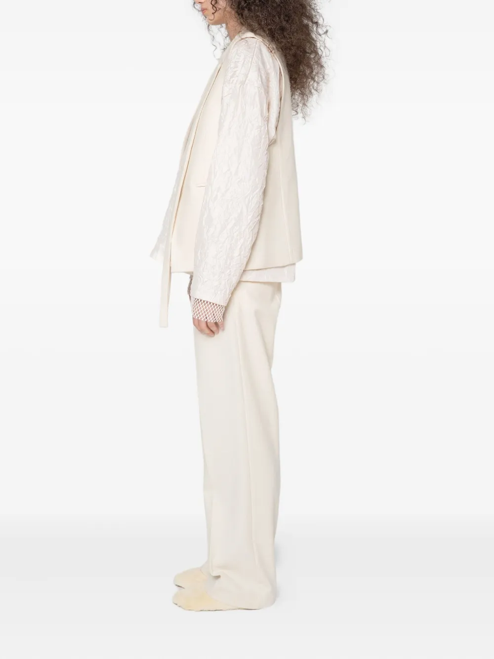 Muller Of Yoshiokubo Bumpy Button-fastening Cotton Trousers In Neutral