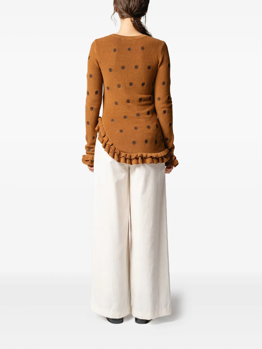 Muller Of Yoshiokubo Top met ruches en bloemenprint Bruin