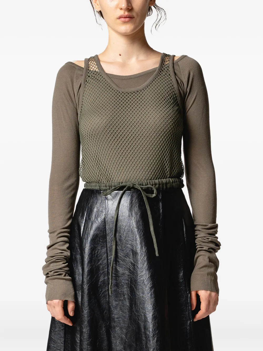 Muller Of Yoshiokubo Top met mesh vlakken Grijs