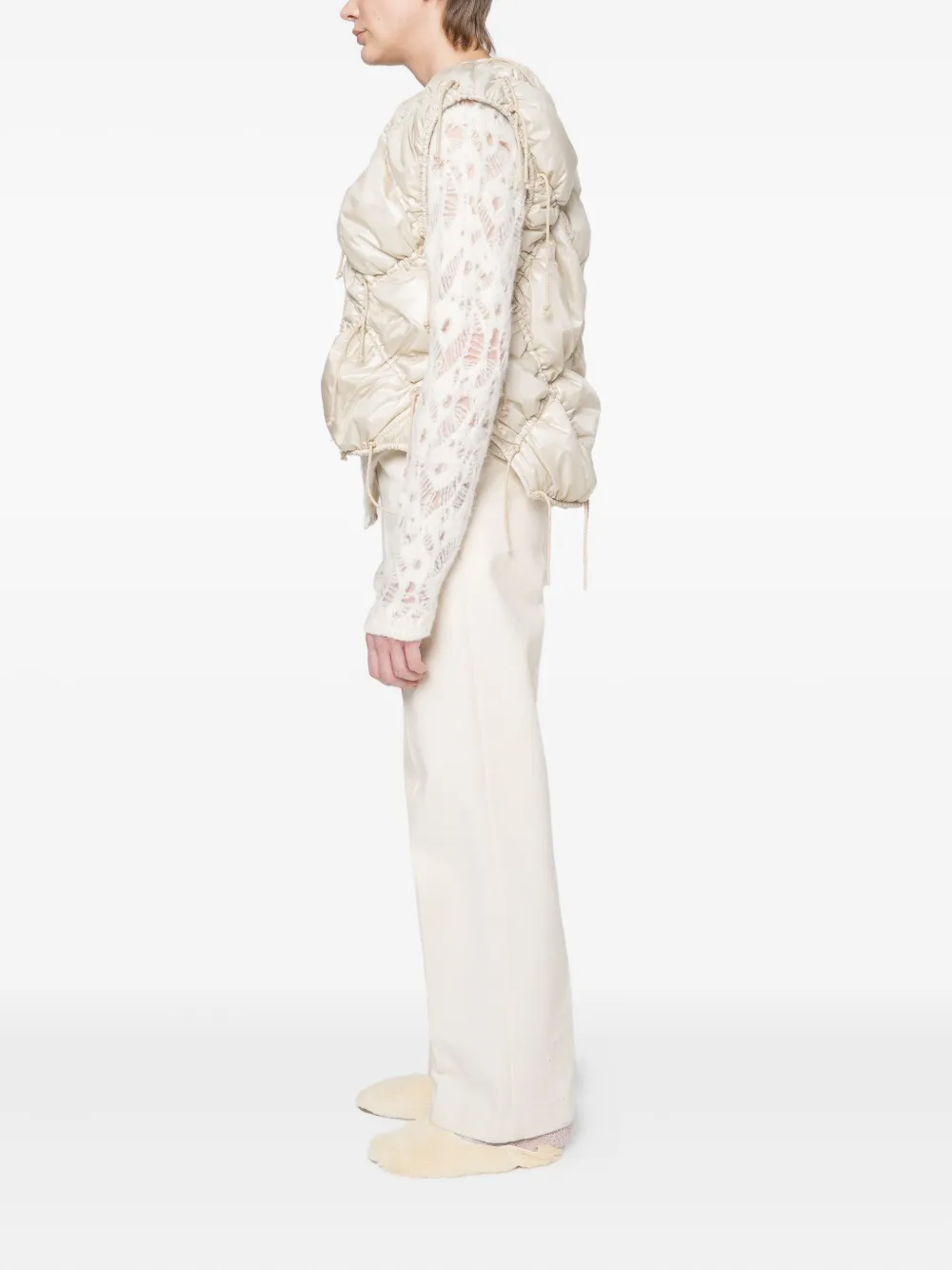  Muller Of Yoshiokubo Quilted Drawstring Vest - Neutrals 