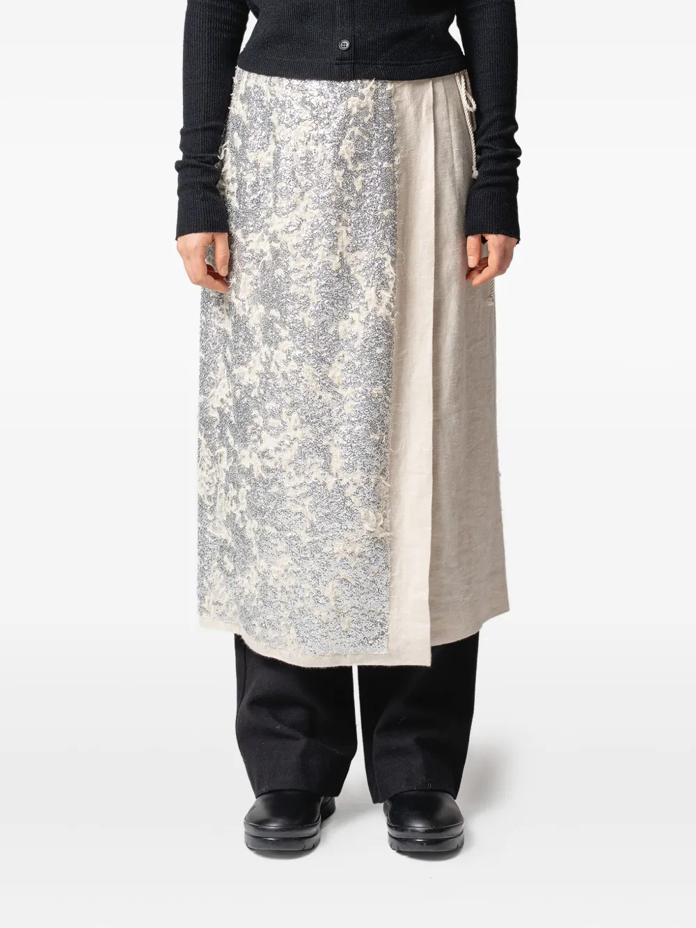 Muller Of Yoshiokubo sequin-embellished wrap skirt - Beige