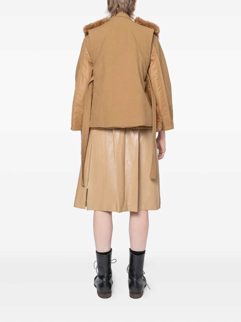 Muller Of Yoshiokubo Split-front Pleated Skirt In Neutral
