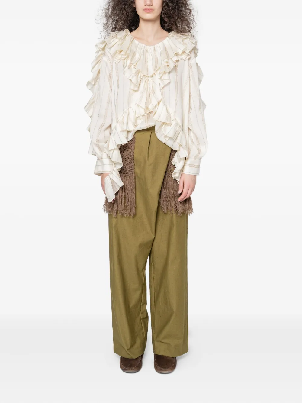 Muller Of Yoshiokubo Shirt met ruches Beige
