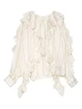 Muller Of Yoshiokubo striped ruffled blouse - Neutrals