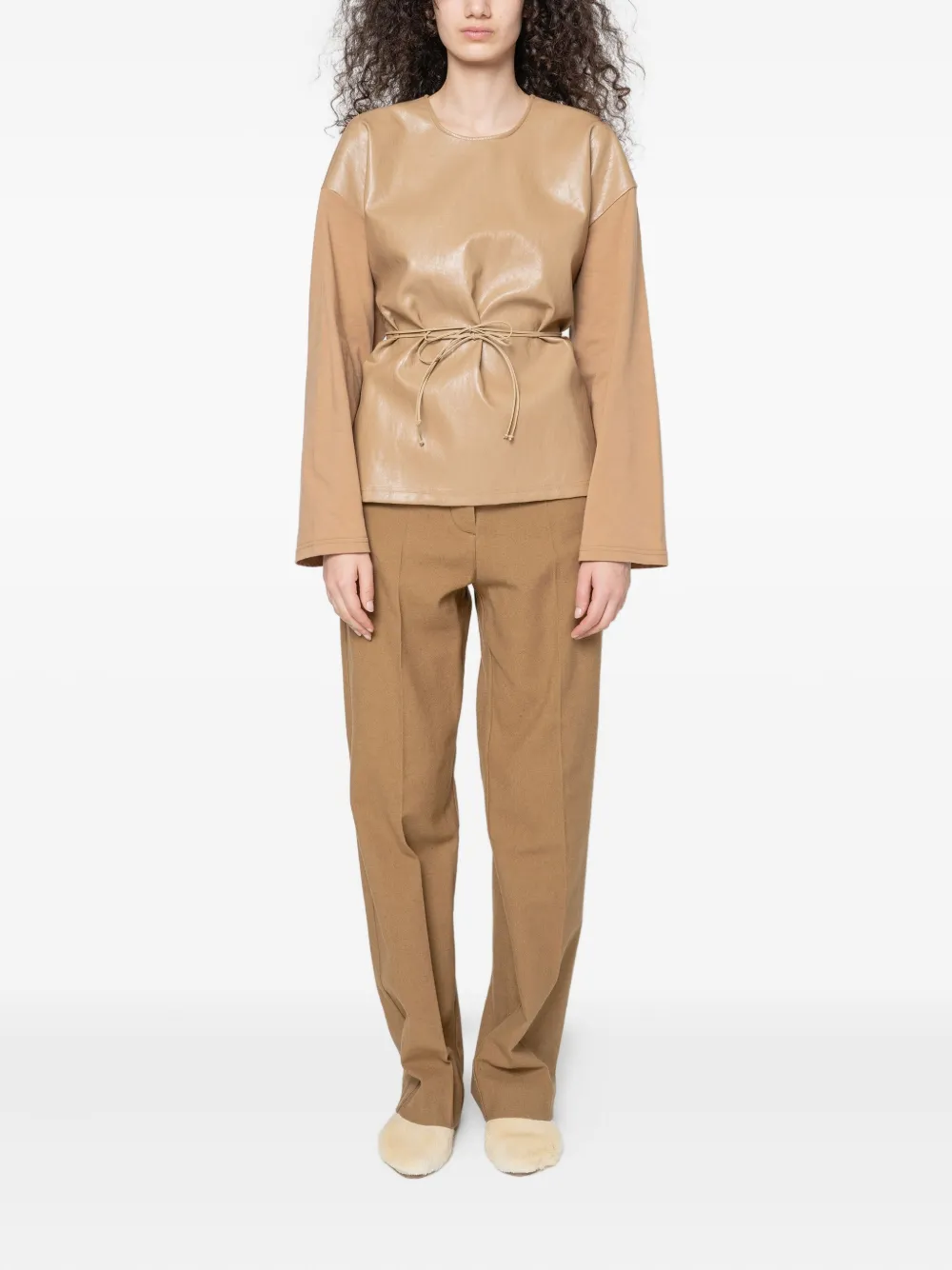 Muller Of Yoshiokubo Top met gestrikte taille en vlakken - Beige