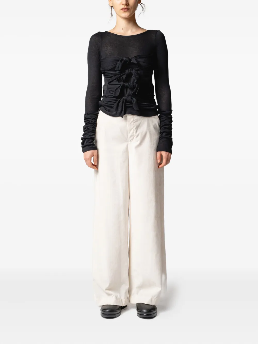 Muller Of Yoshiokubo knot-detailing top - Zwart