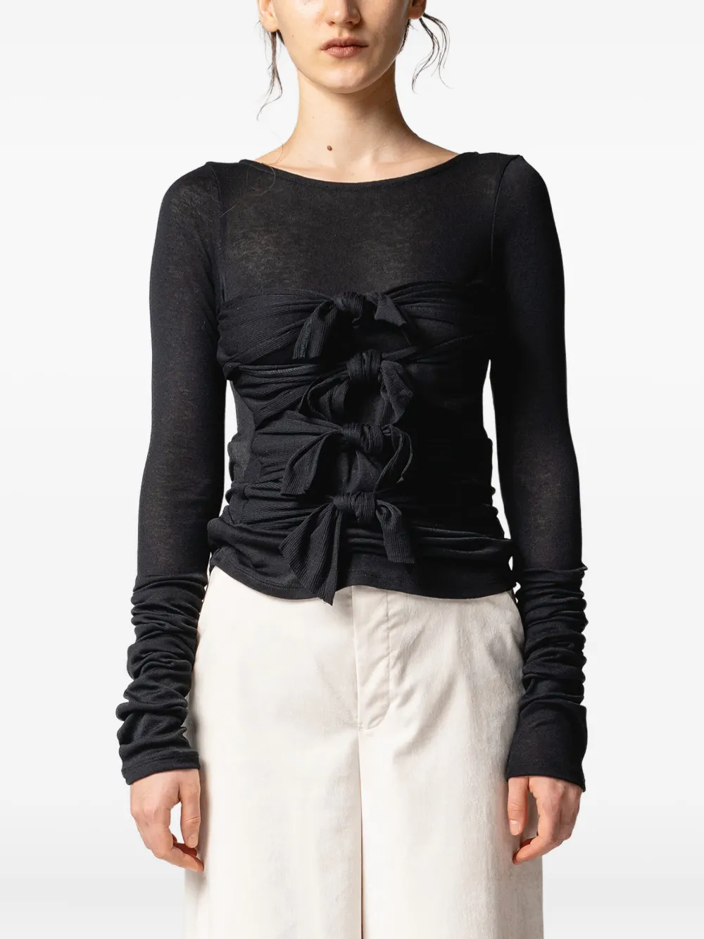 Muller Of Yoshiokubo Top met geknoopt detail Zwart