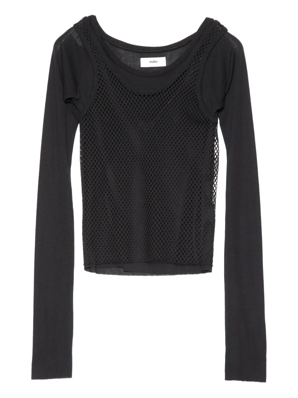 Muller Of Yoshiokubo Mesh-layer Long-sleeve Top In Black