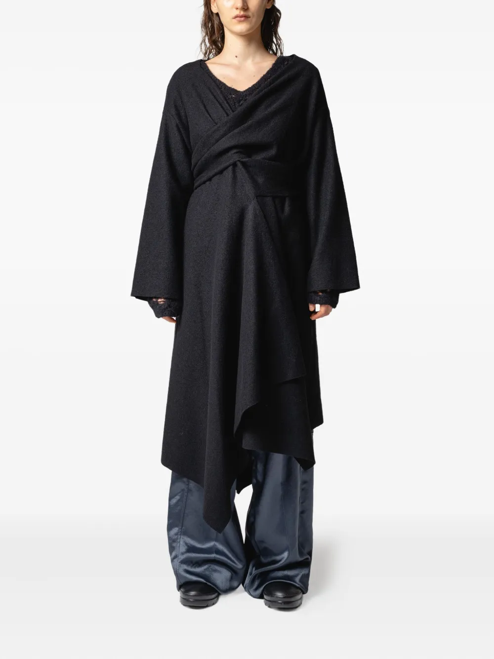 Muller Of Yoshiokubo tie-detailing midi dress - Zwart