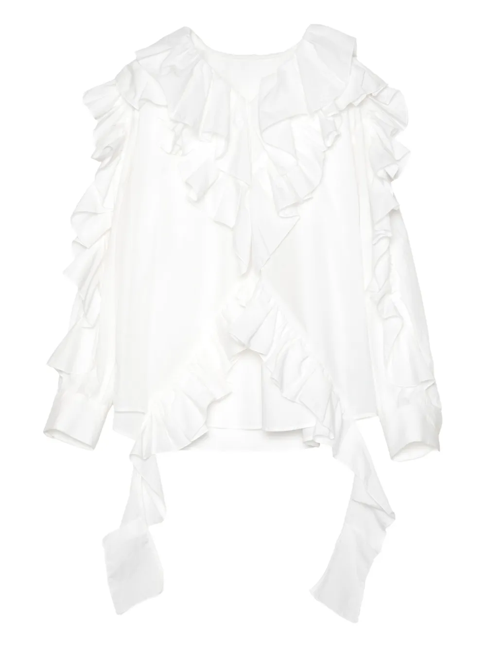 Muller Of Yoshiokubo Ruffled Cotton Blouse In White