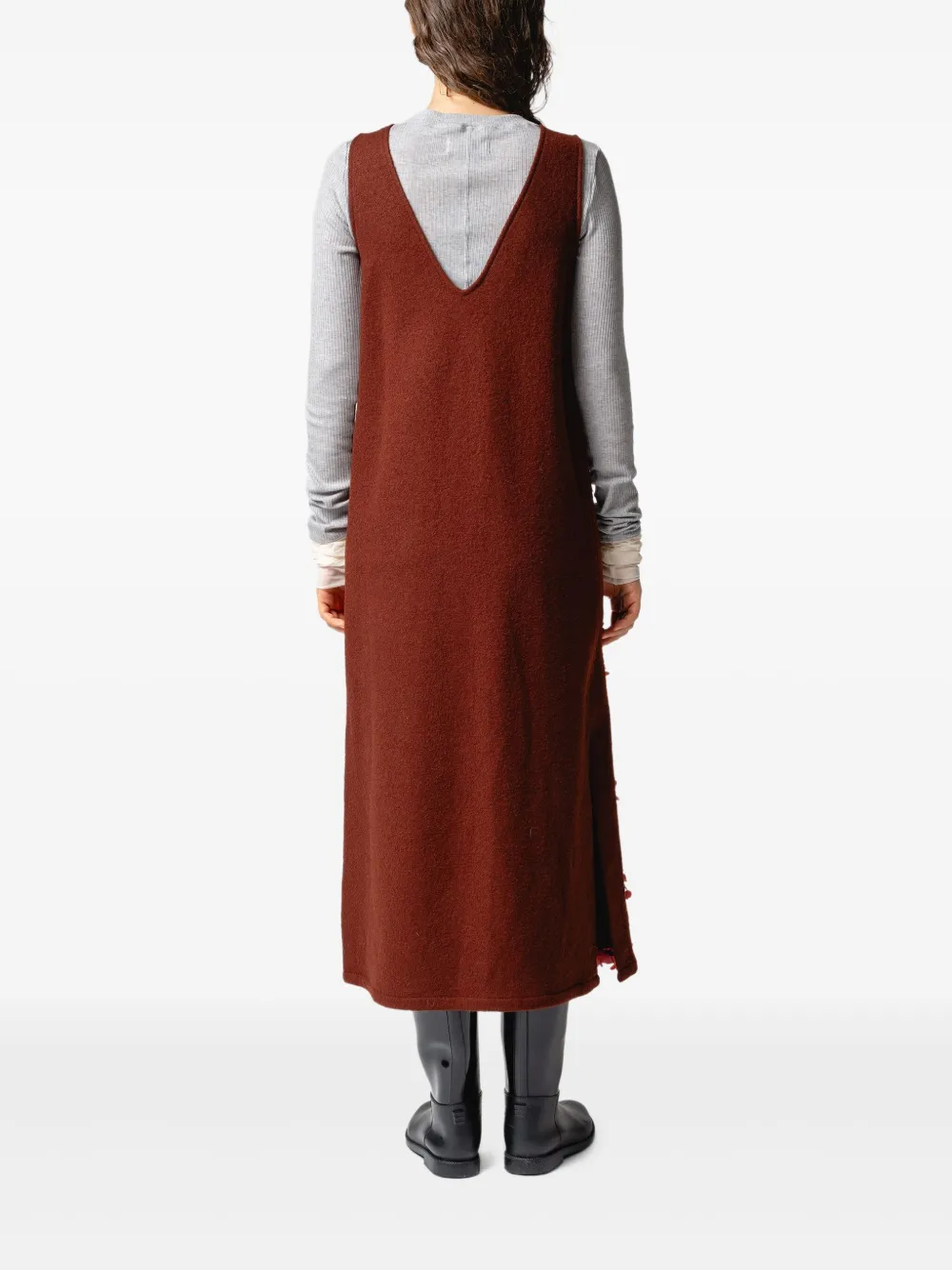 Muller Of Yoshiokubo Jurk met V-hals en textuur Rood