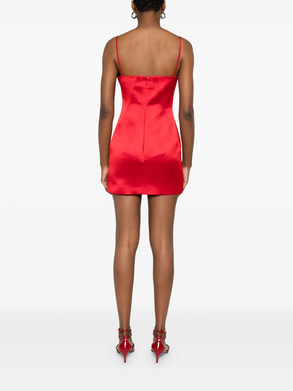 Givenchy Satijnen mini-jurk met vierkante hals Rood
