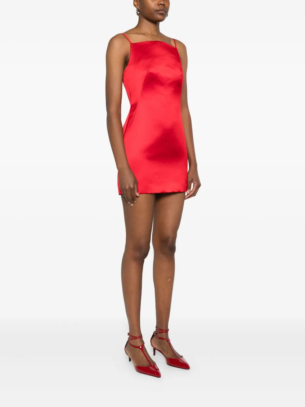 Givenchy Satijnen mini-jurk met vierkante hals Rood
