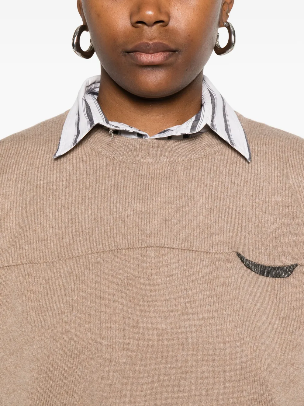 Brunello Cucinelli T-shirt met imitatiezak Bruin