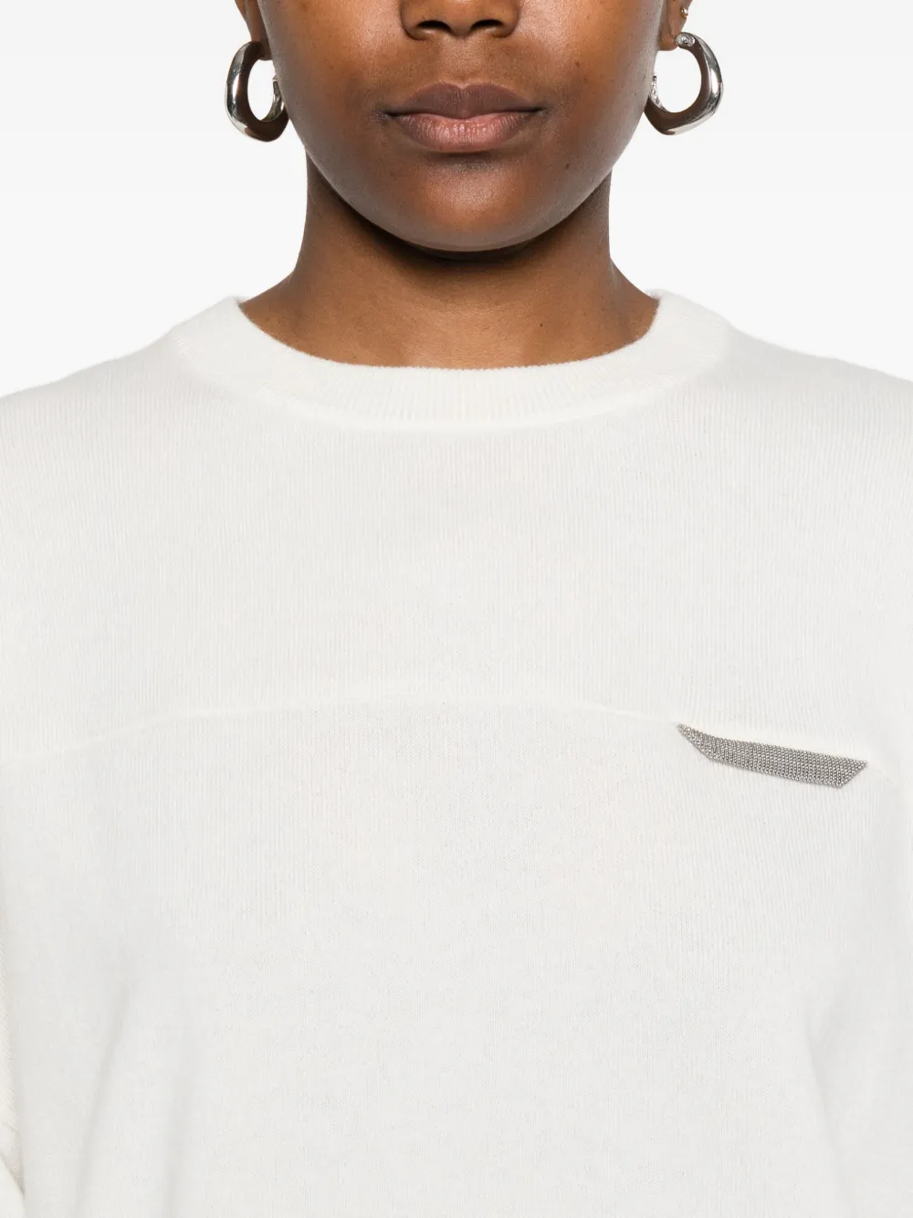 Brunello Cucinelli T-shirt verfraaid met pailletten Beige