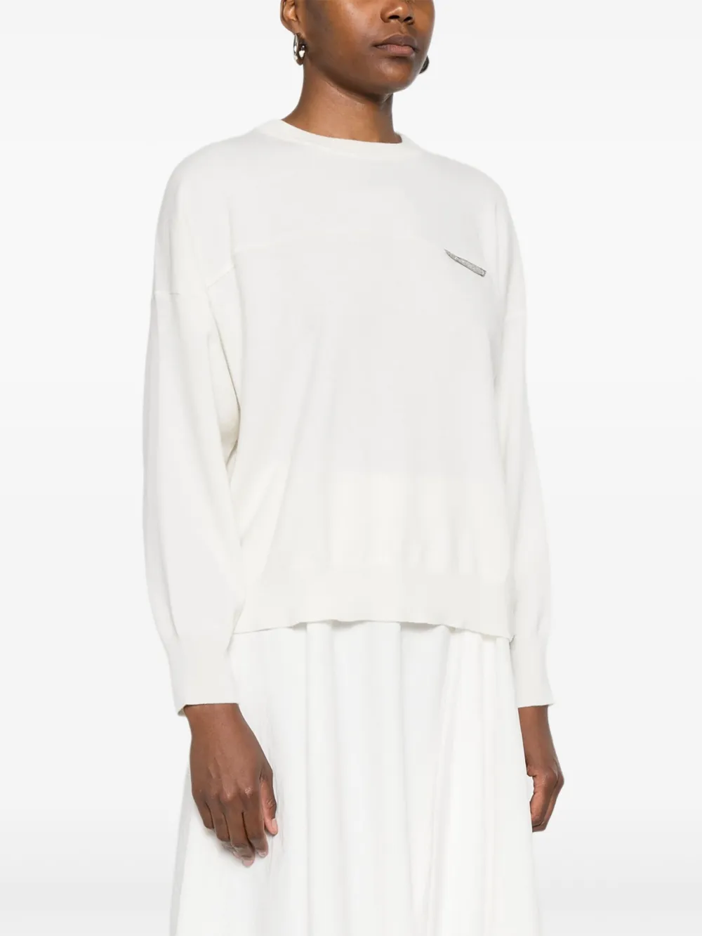 Brunello Cucinelli T-shirt verfraaid met pailletten Beige