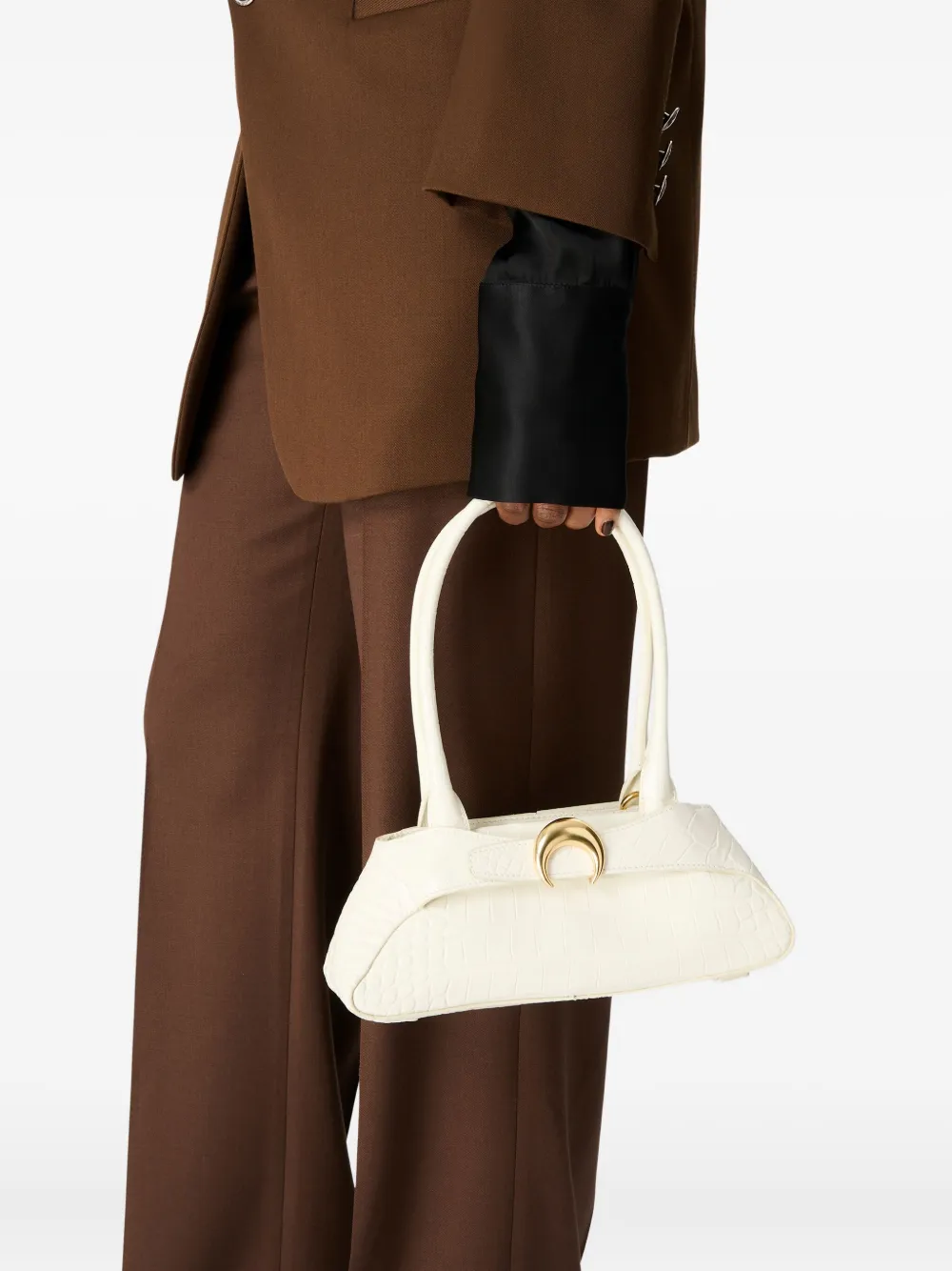 Marine Serre Aurora mini-shopper met krokodillen-reliëf - Wit