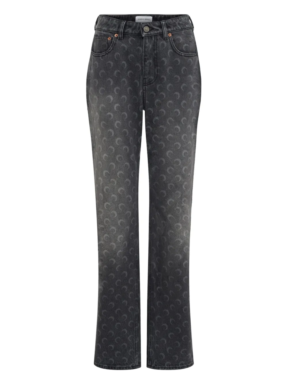 Marine Serre Cotton Jeans With Moon Print And Pockets In Black