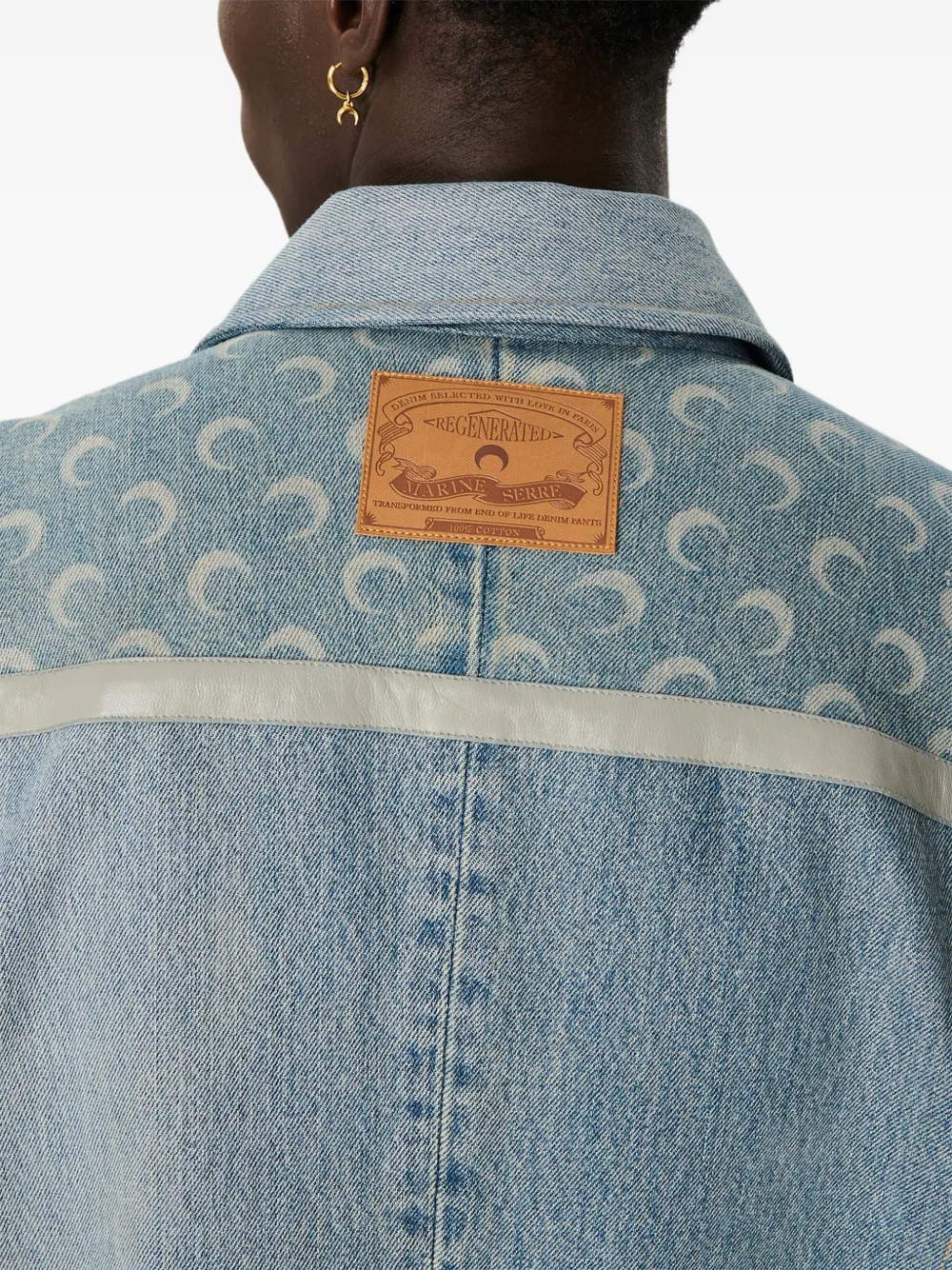 Marine Serre Jack met maanprint en vlakken Blauw