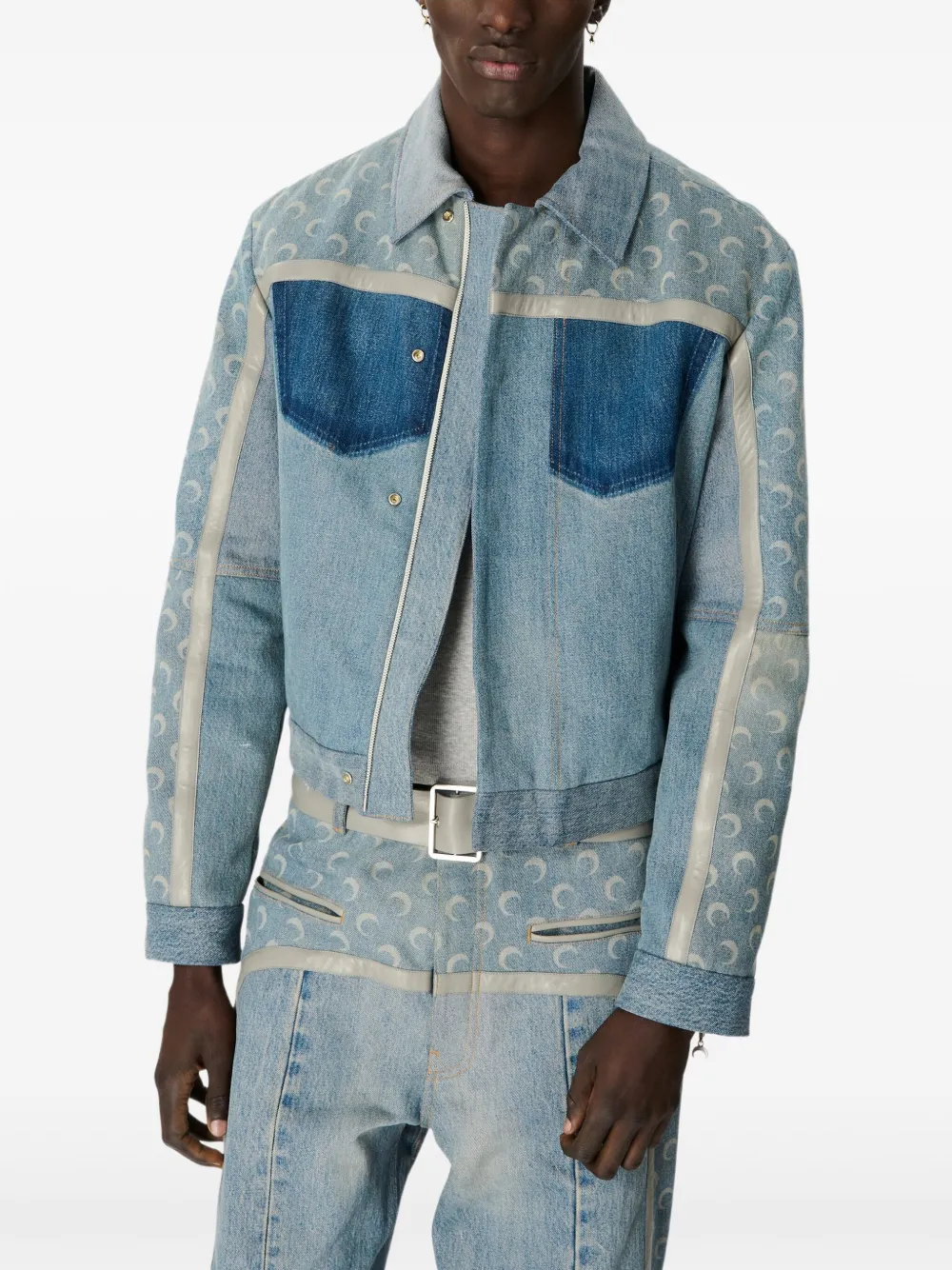 Marine Serre chamarra con paneles y luna estampada | Chamarras ajustadas | Image 2