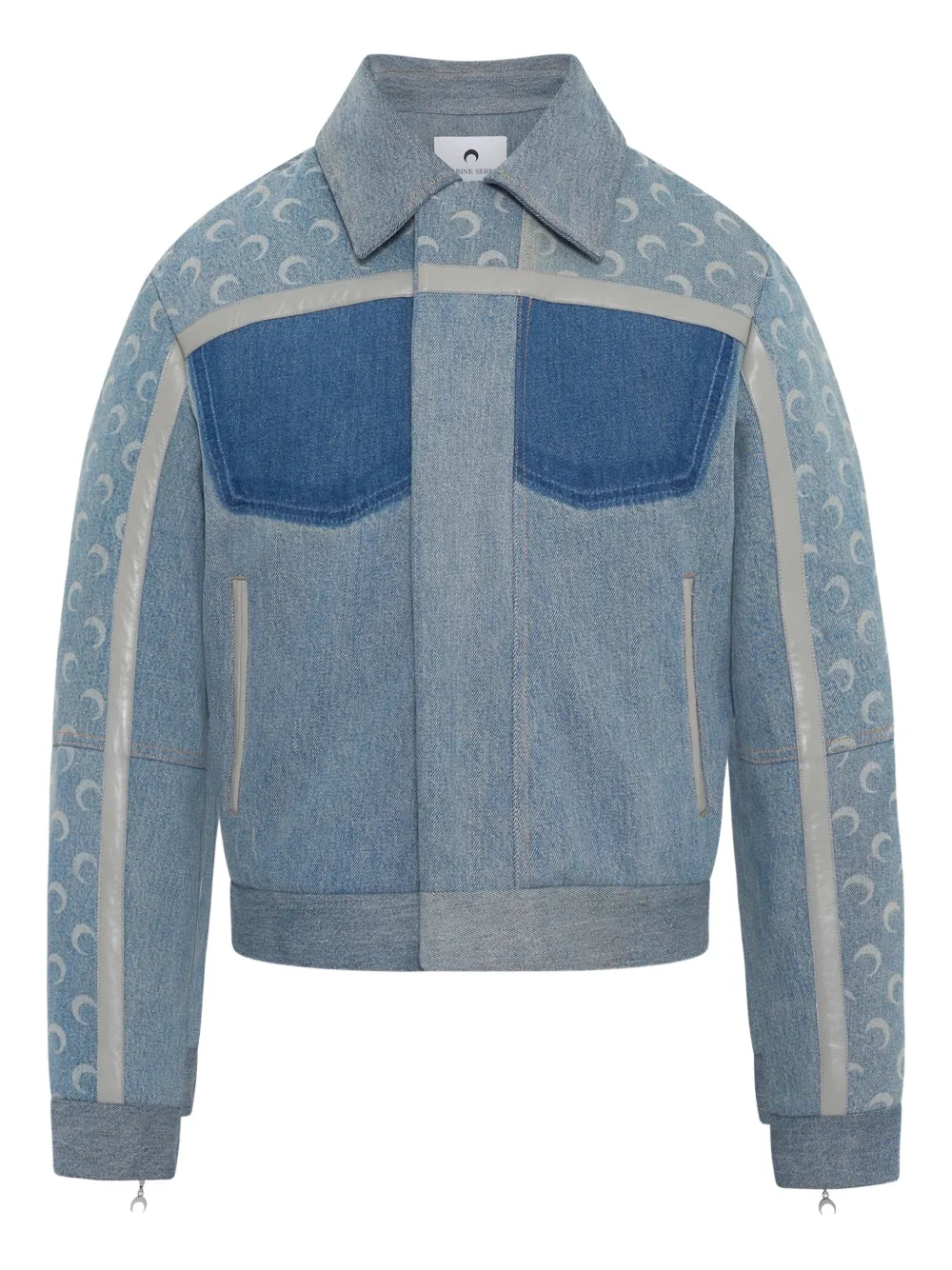 Marine Serre chamarra con paneles y luna estampada | azul | Image 1