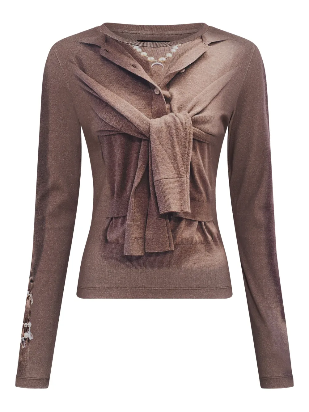 Marine Serre trompe-l'oeil long-sleeve T-shirt | Neutrals | Image 1