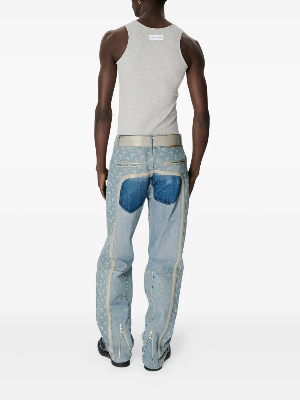 Marine Serre Baggy jeans met ceintuur - Blauw