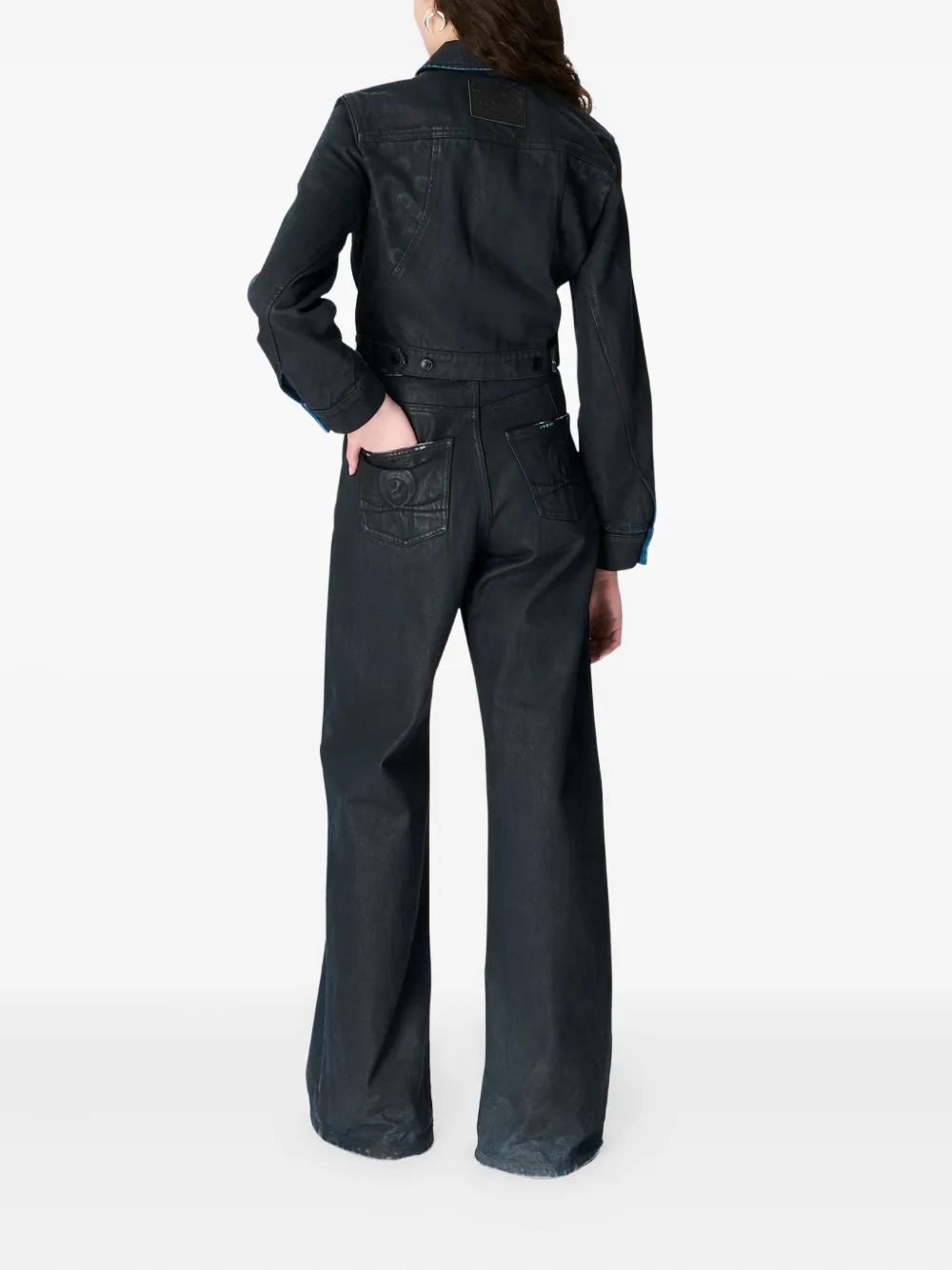 Marine Serre Moon gewaxte jeans Zwart